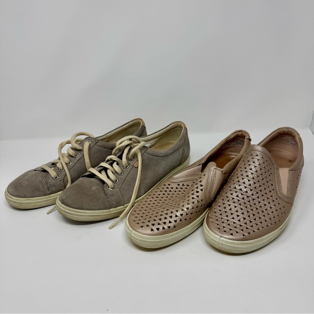 Ecco | Women’s Shoe Bundle, Gray Sneakers, Rose Gold Slip Ons, Size 41 - EUC